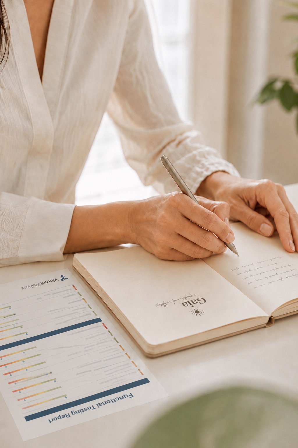 Reviewing functional testing results and personalized wellness notes